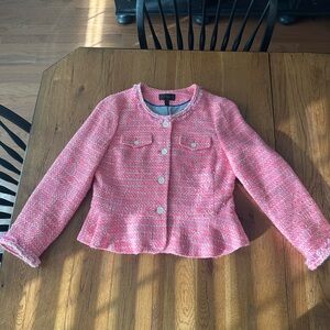 J.Crew Peplum Lady Jacket fuchsia Tweed Boucle Size 10